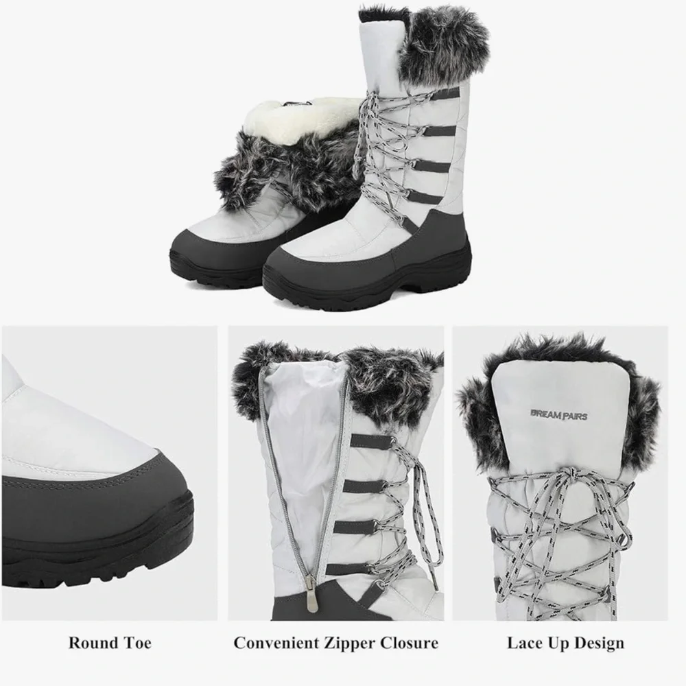 NWT Dream Pairs Maine Winter boots grey / taupe excellent Size 9 - Picture 5 of 12